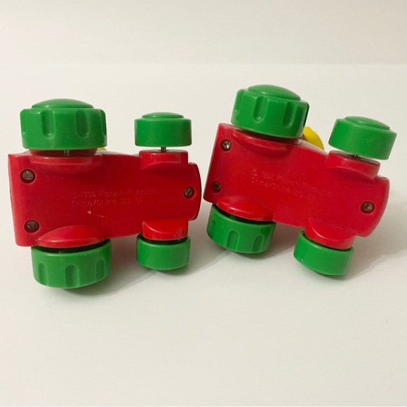 Vintage 90s Fisher Price Little People Wheelies Farmer and Cow Farm Animals - Picture 14 of 16